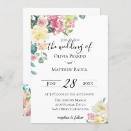 Pastel bloementuin bruiloft uitnodiging