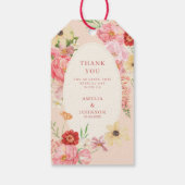 Pastel bloementuin lente bruiloft dank u cadeaulabel (Achterkant)