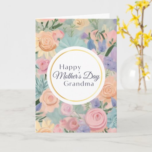 Pastel Bloementuin Zoete Moederdag Oma Kaart (Gele Bloem)