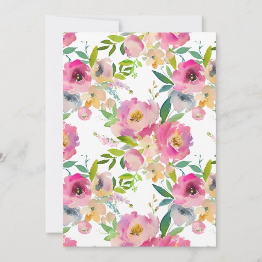  pastel bloemenuitnodiging voor Baby shower Kaart (Achterkant)