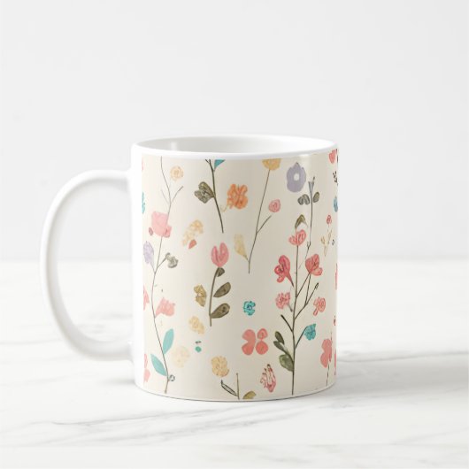 Pastel Bloemenweide Koffiemok (Links)
