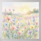 Pastel Bloemenweide Poster (Voorkant)