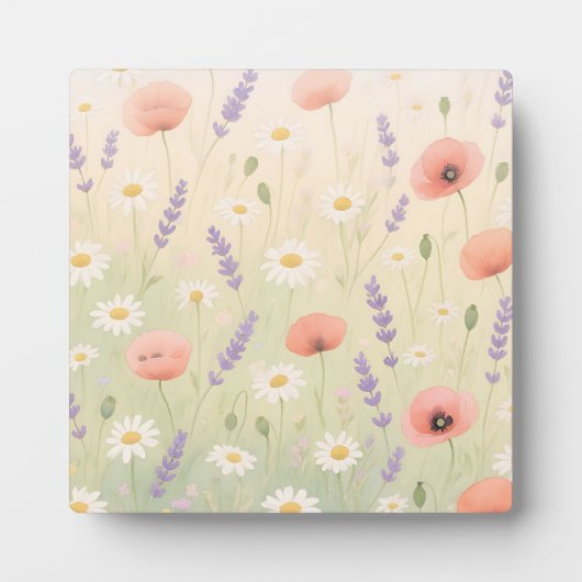 Pastel Bloemenweide Zachte Bloei Fotoplaat (Voorkant)