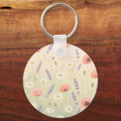 Pastel Bloemenweide Zachte Bloei Sleutelhanger (Achterkant)