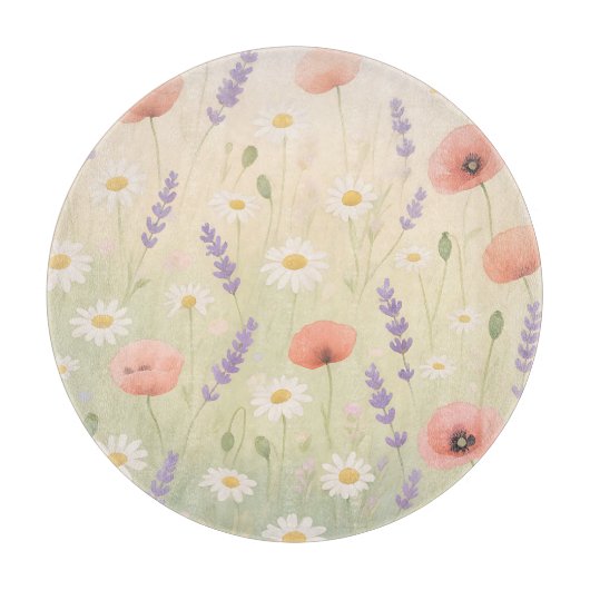 Pastel Bloemenweide Zachte Bloei Snijplank (Voorkant)