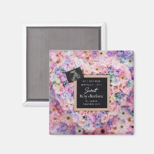 Pastel Bloemhart Zwangerschapsaankondiging Geschen Magneet