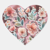 Pastel Bloemhartsticker Hart Sticker (Voorkant)
