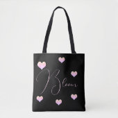 Pastel Bloemig Hart Zwart Tote Bag (Voorkant)
