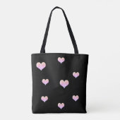 Pastel Bloemig Hart Zwart Tote Bag (Achterkant)