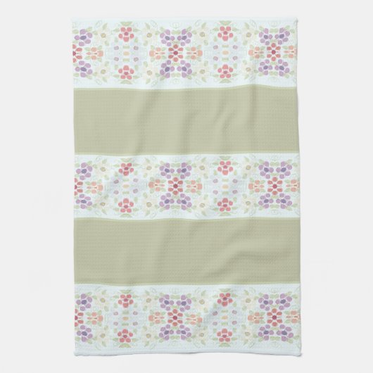 Pastel bloemig met lichtgroen theedoek (Verticaal)