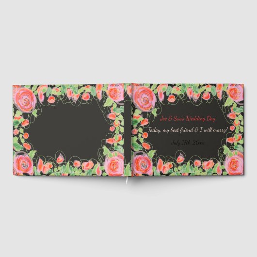 Pastel bloemig met zwart gastenboek (Volledig)