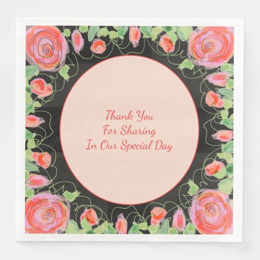 Pastel bloemig met zwart servet (Voorkant)