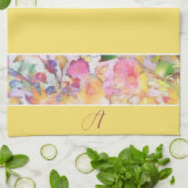 Pastel bloemig monogram keukendoek theedoek (Gevouwen)
