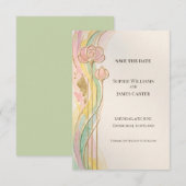 Pastel Bloemige Art Nouveau Bewaar De Datum Save The Date (Voorkant / Achterkant)