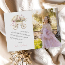 Pastel Bloemige Baby Carriage Meisje Baby Shower F