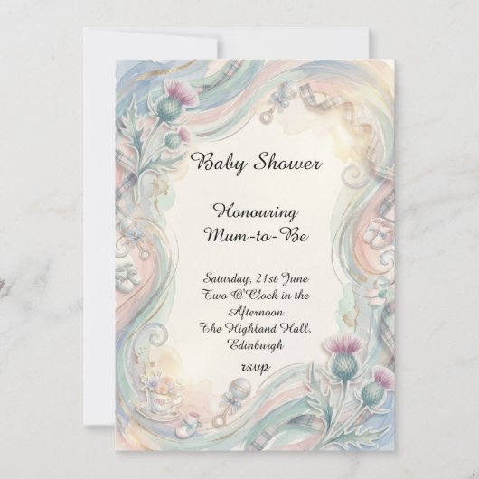Pastel Bloemige Baby Shower Uitnodiging (Voorkant)