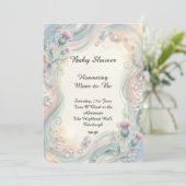 Pastel Bloemige Baby Shower Uitnodiging (Staand voorkant)