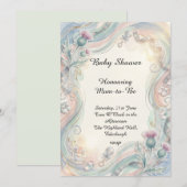 Pastel Bloemige Baby Shower Uitnodiging (Voorkant / Achterkant)