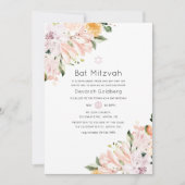 Pastel Bloemige Bat Mitzvah Kaart (Voorkant)