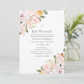 Pastel Bloemige Bat Mitzvah Kaart (Staand voorkant)