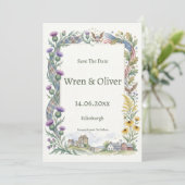 Pastel Bloemige Bewaar de Datum Trouwkaart Save The Date (Staand voorkant)