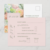 Pastel Bloemige Bleke Roze RSVP Postkaart (Voorkant / Achterkant)