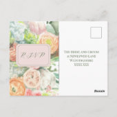Pastel Bloemige Bleke Roze RSVP Postkaart (Achterkant)