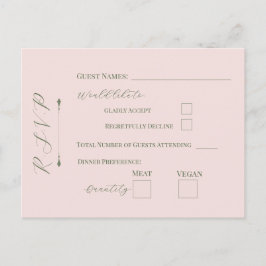 Pastel Bloemige Bleke Roze RSVP Postkaart