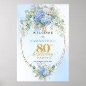 Pastel Bloemige Boho Verjaardagsbord 80ste verjaar Poster (Voorkant)