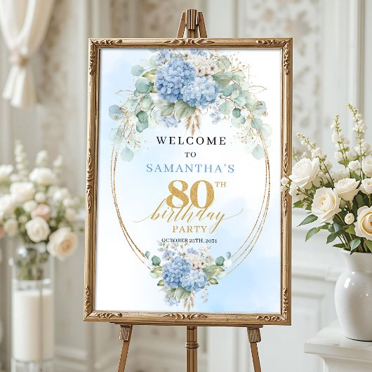 Pastel Bloemige Boho Verjaardagsbord 80ste verjaar Poster