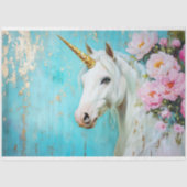 Pastel Bloemige Eenhoorn Decoupage Tissuepapier (Voorkant)