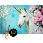 Pastel Bloemige Eenhoorn Decoupage Tissuepapier