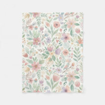 Pastel Bloemige Fleece Dekens