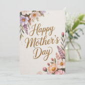 Pastel Bloemige Gelukkige Moederdag Feestdagenkaart (Staand voorkant)