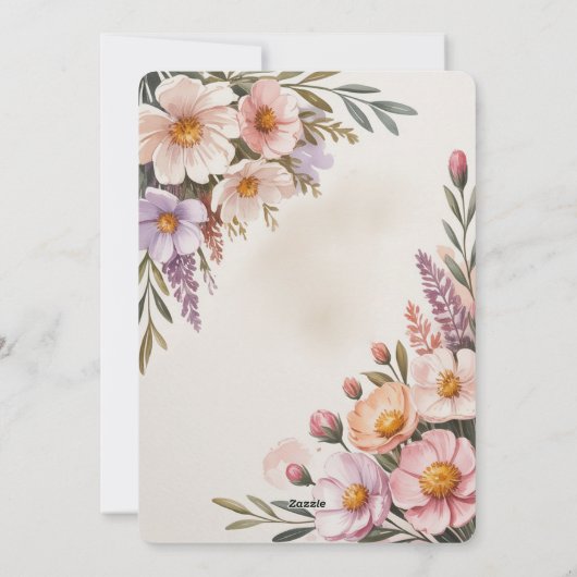 Pastel Bloemige Gelukkige Moederdag Feestdagenkaart (Achterkant)