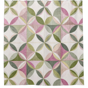 Pastel Bloemige Geometrie Cottagecore Patroon Douchegordijn