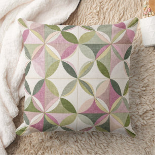 Pastel Bloemige Geometrie Cottagecore Patroon Kussen
