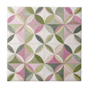 Pastel Bloemige Geometrie Cottagecore Patroon Tegeltje