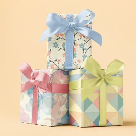Pastel Bloemige Geometrische Lente Inpakpapier Vel
