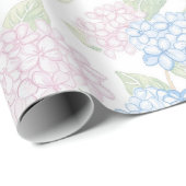 Pastel Bloemige Hortensia Inpakpapier (Rol Hoek)