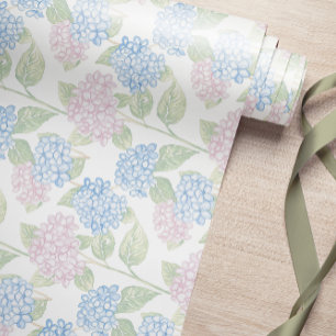 Pastel Bloemige Hortensia Inpakpapier