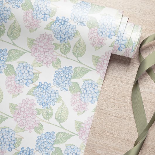 Pastel Bloemige Hortensia Inpakpapier