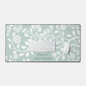 Pastel Bloemige Krullen Sjabloon Elegante Saliegro Bureaumat (Keyboard & Muis)