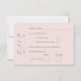 Pastel Bloemige Lichtroze RSVP Kaart