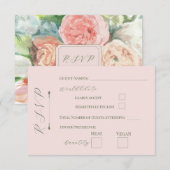 Pastel Bloemige Lichtroze RSVP Kaart (Voorkant / Achterkant)