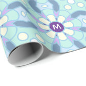 Pastel Bloemige Mandala Monogram Letter Ontwerp Cadeaupapier (Rol Hoek)