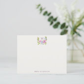 Pastel Bloemige Monogram Briefkaart (Staand voorkant)