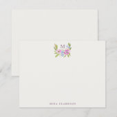 Pastel Bloemige Monogram Briefkaart (Voorkant / Achterkant)