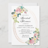 Pastel Bloemige Ovale Bruiloft Uitnodiging (Voorkant)