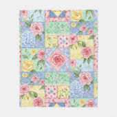 Pastel Bloemige Patchwork Picknick Patroon (10) Fleece Deken (Voorkant)